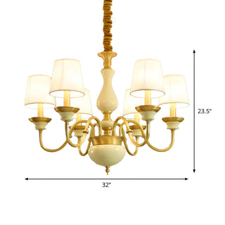 ZOWALA - Living Room Fabric Curve Arm Brass Large Classic Chandelier Image - 9