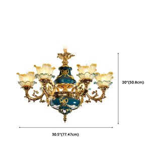 ZOWALA - Flower Gold Glass Large Green Living Room Classic Chandelier #size