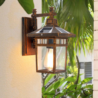 Classic Square Metal Outdoor Glass Lantern Wall Light Zawala Image - 1