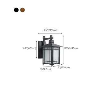 Classic Square Metal Outdoor Glass Lantern Wall Light Zawala #size