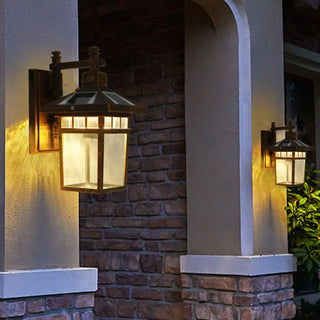 Classic Square Metal Outdoor Glass Lantern Wall Light Zawala Image - 2