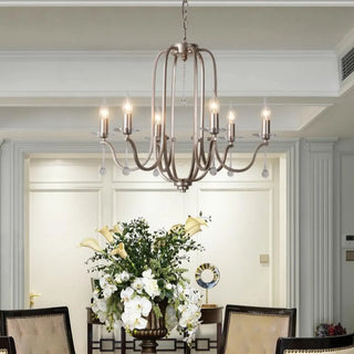 ZOWALA - Nickel Crystal Candle Tiered Living Room Classic Chandelier Image - 1