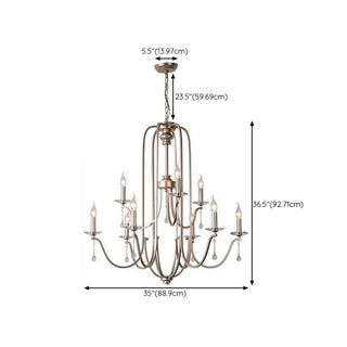 ZOWALA - Nickel Crystal Candle Tiered Living Room Classic Chandelier Image - 13