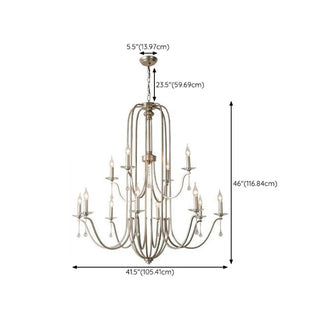 ZOWALA - Nickel Crystal Candle Tiered Living Room Classic Chandelier Image - 14
