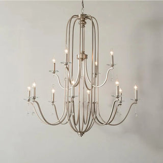 ZOWALA - Nickel Crystal Candle Tiered Living Room Classic Chandelier Image - 5