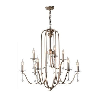 ZOWALA - Nickel Crystal Candle Tiered Living Room Classic Chandelier Image - 8
