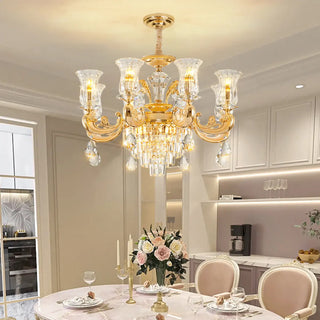 ZOWALA - Crystal Gold Large Living Room Bell Classic Chandelier Image - 1