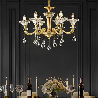 ZOWALA - Gold Candle Crystal Candle Dining Room Classic Chandelier Image - 1