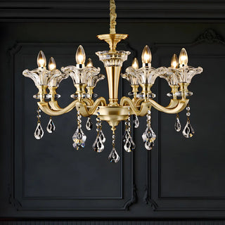 ZOWALA - Gold Candle Crystal Candle Dining Room Classic Chandelier Image - 2