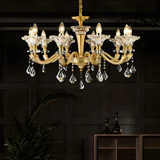 ZOWALA - Gold Candle Crystal Candle Dining Room Classic Chandelier Image - 6