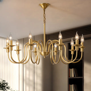ZOWALA - Curve Arm Candle Gold Living Room Classic Chandelier Image - 1