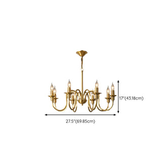 ZOWALA - Curve Arm Candle Gold Living Room Classic Chandelier Image - 12