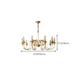 ZOWALA - Curve Arm Candle Gold Living Room Classic Chandelier Image - 13