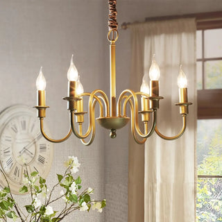 ZOWALA - Curve Arm Candle Gold Living Room Classic Chandelier Image - 2