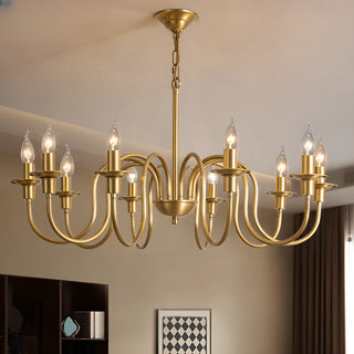 ZOWALA - Curve Arm Candle Gold Living Room Classic Chandelier Image - 3