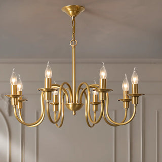 ZOWALA - Curve Arm Candle Gold Living Room Classic Chandelier Image - 6