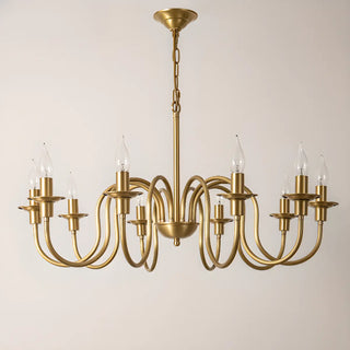 ZOWALA - Curve Arm Candle Gold Living Room Classic Chandelier Image - 7