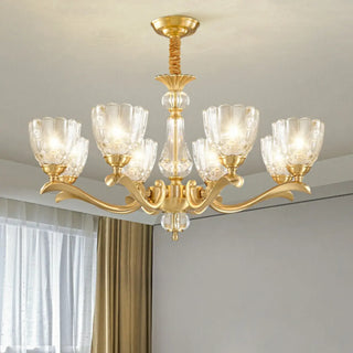 ZOWALA - Gold Arm Clear Glass Large Dining Room Classic Chandelier Image - 1