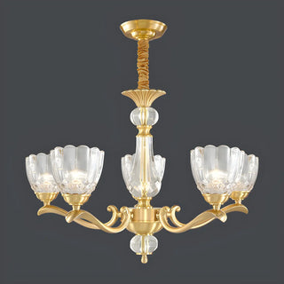 ZOWALA - Gold Arm Clear Glass Large Dining Room Classic Chandelier Image - 5