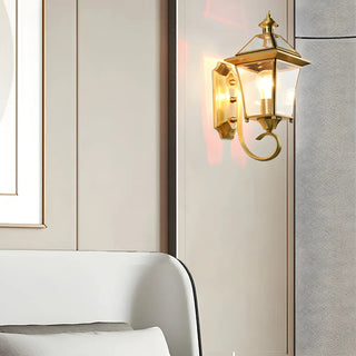 Classic Lantern Gold Glass External LED Wall Lamp Zawala Image - 1