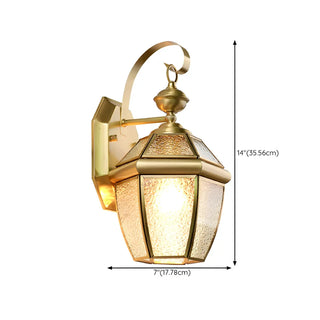 Classic Lantern Gold Glass External LED Wall Lamp Zawala #size