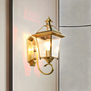 Classic Lantern Gold Glass External LED Wall Lamp Zawala Image - 2