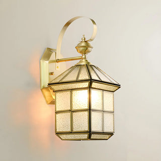 Classic Lantern Gold Glass External LED Wall Lamp Zawala Image - 3