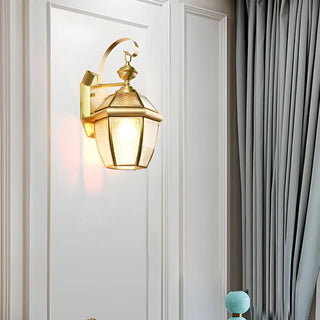 Classic Lantern Gold Glass External LED Wall Lamp Zawala Image - 5
