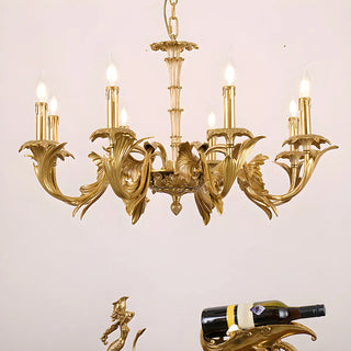 ZOWALA - Gold Leaf Metal Living Room Candle Classic Chandelier Image - 1