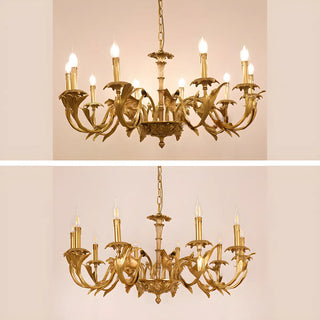 ZOWALA - Gold Leaf Metal Living Room Candle Classic Chandelier Image - 10