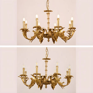 ZOWALA - Gold Leaf Metal Living Room Candle Classic Chandelier Image - 11