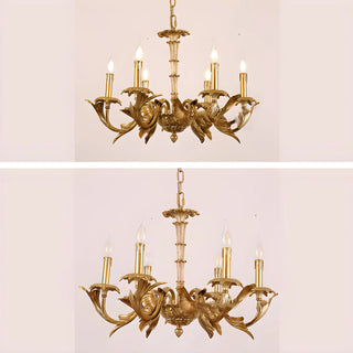 ZOWALA - Gold Leaf Metal Living Room Candle Classic Chandelier Image - 12