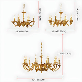 ZOWALA - Gold Leaf Metal Living Room Candle Classic Chandelier #size