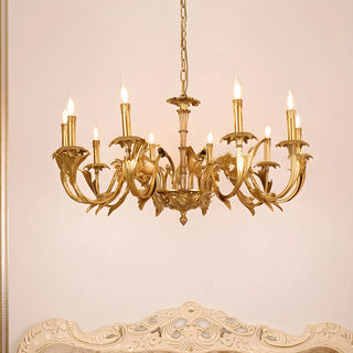 ZOWALA - Gold Leaf Metal Living Room Candle Classic Chandelier Image - 2