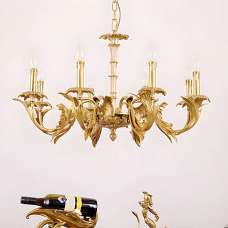ZOWALA - Gold Leaf Metal Living Room Candle Classic Chandelier Image - 3
