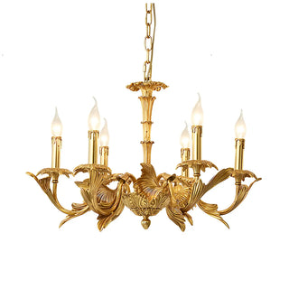 ZOWALA - Gold Leaf Metal Living Room Candle Classic Chandelier Image - 4