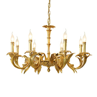 ZOWALA - Gold Leaf Metal Living Room Candle Classic Chandelier Image - 5