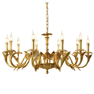 ZOWALA - Gold Leaf Metal Living Room Candle Classic Chandelier Image - 6