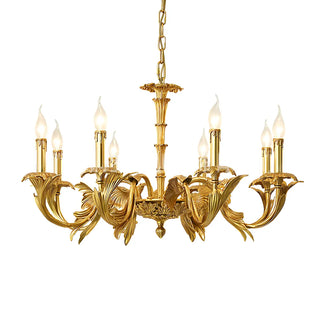 ZOWALA - Gold Leaf Metal Living Room Candle Classic Chandelier Image - 9