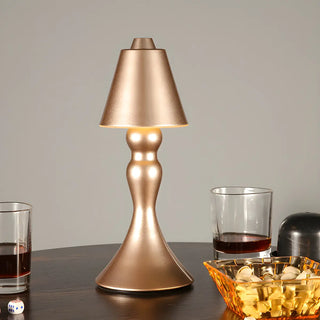 Creative Luxury Golden Tapered Metal Bedside Table Lamp Zawala Image - 1