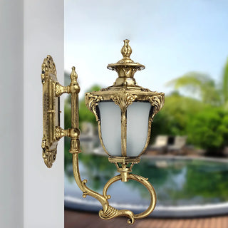 Brass Finish Rustic Trophies External Metal Wall Sconce Zawala Image - 1