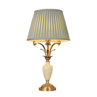 Elegant Green Fabric Shade Vase Base Bedside Table Lamp Zawala Image - 15