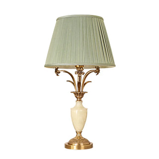 Elegant Green Fabric Shade Vase Base Bedside Table Lamp Zawala Image - 16