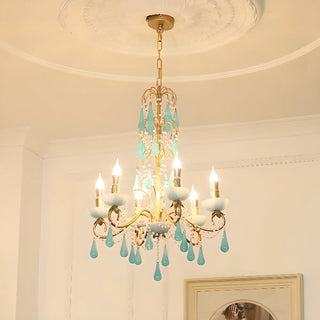 ZOWALA - Green Glass Candelabra Dining Room Classic Chandelier Image - 2