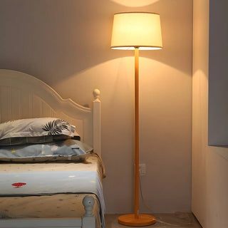 ZOWALA - Contemporary Classic Barrel Walnut Metal Floor Lamp Image - 1