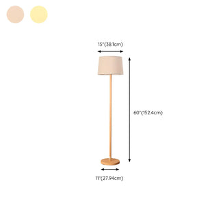 ZOWALA - Contemporary Classic Barrel Walnut Metal Floor Lamp #size