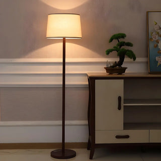 ZOWALA - Contemporary Classic Barrel Walnut Metal Floor Lamp Image - 2