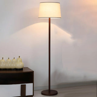 ZOWALA - Contemporary Classic Barrel Walnut Metal Floor Lamp Image - 3