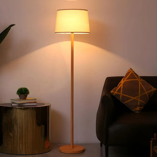 ZOWALA - Contemporary Classic Barrel Walnut Metal Floor Lamp Image - 4