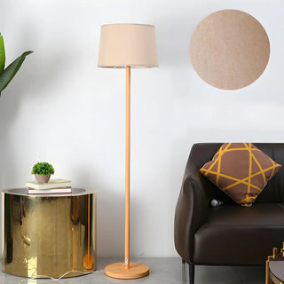 ZOWALA - Contemporary Classic Barrel Walnut Metal Floor Lamp Image - 5